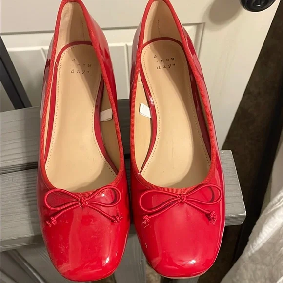 A New Day Women's Red Ballet Flats - Picture 1 of 4